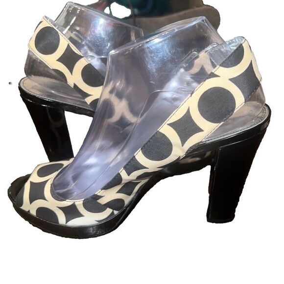 MARC FISHER Slingback Peep Toe Pumps Shoes Abstract Fabric 9M - Picture 3 of 6